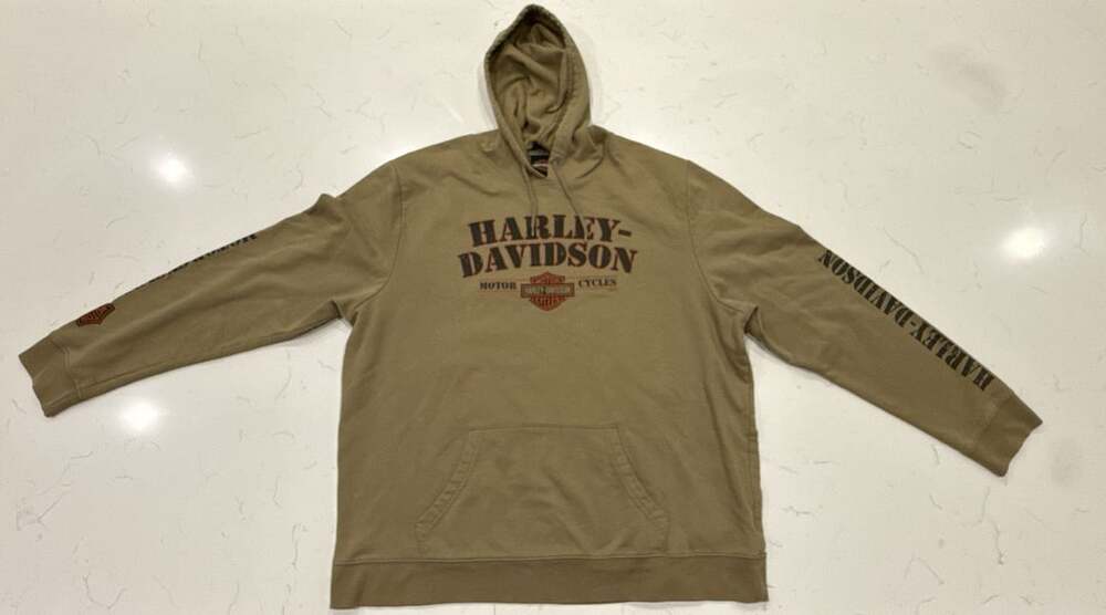 Harley Davidson Pullover Hoodie Size 2XL Tan Staten Island NY